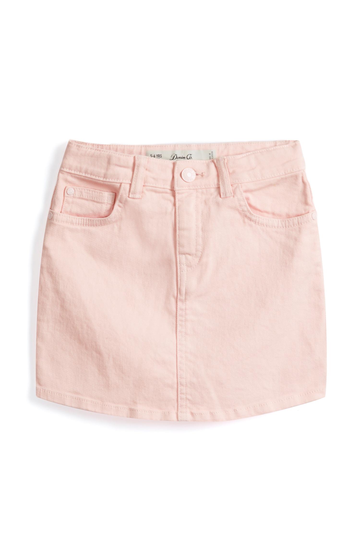 womens pink denim skirt
