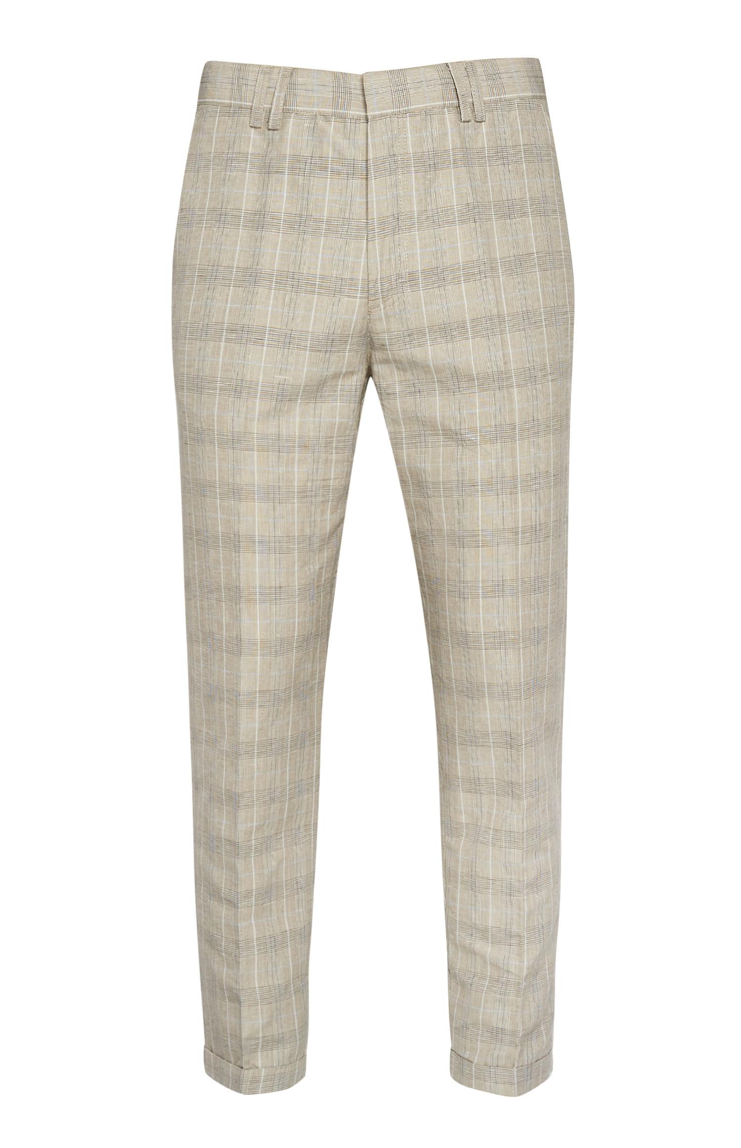 mens checked trousers with side stripe