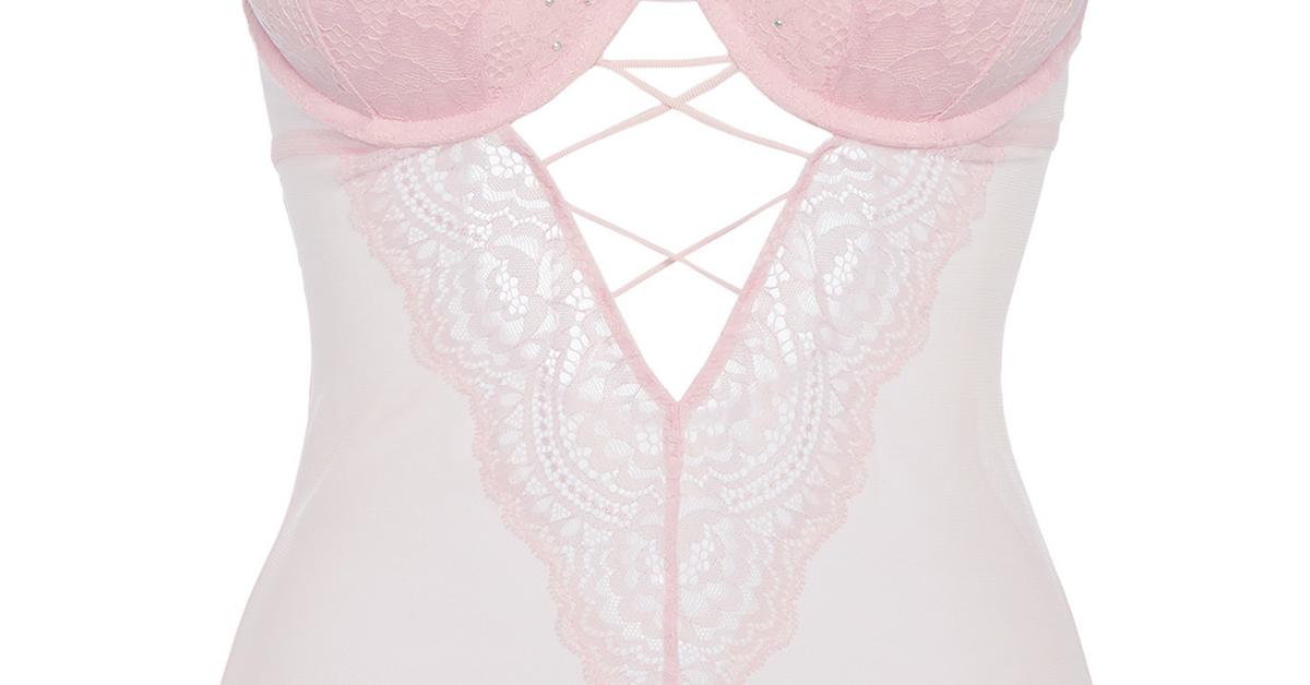 Pink Lace Bodysuit | Coordinates | Lingerie & Underwear | Womens ...