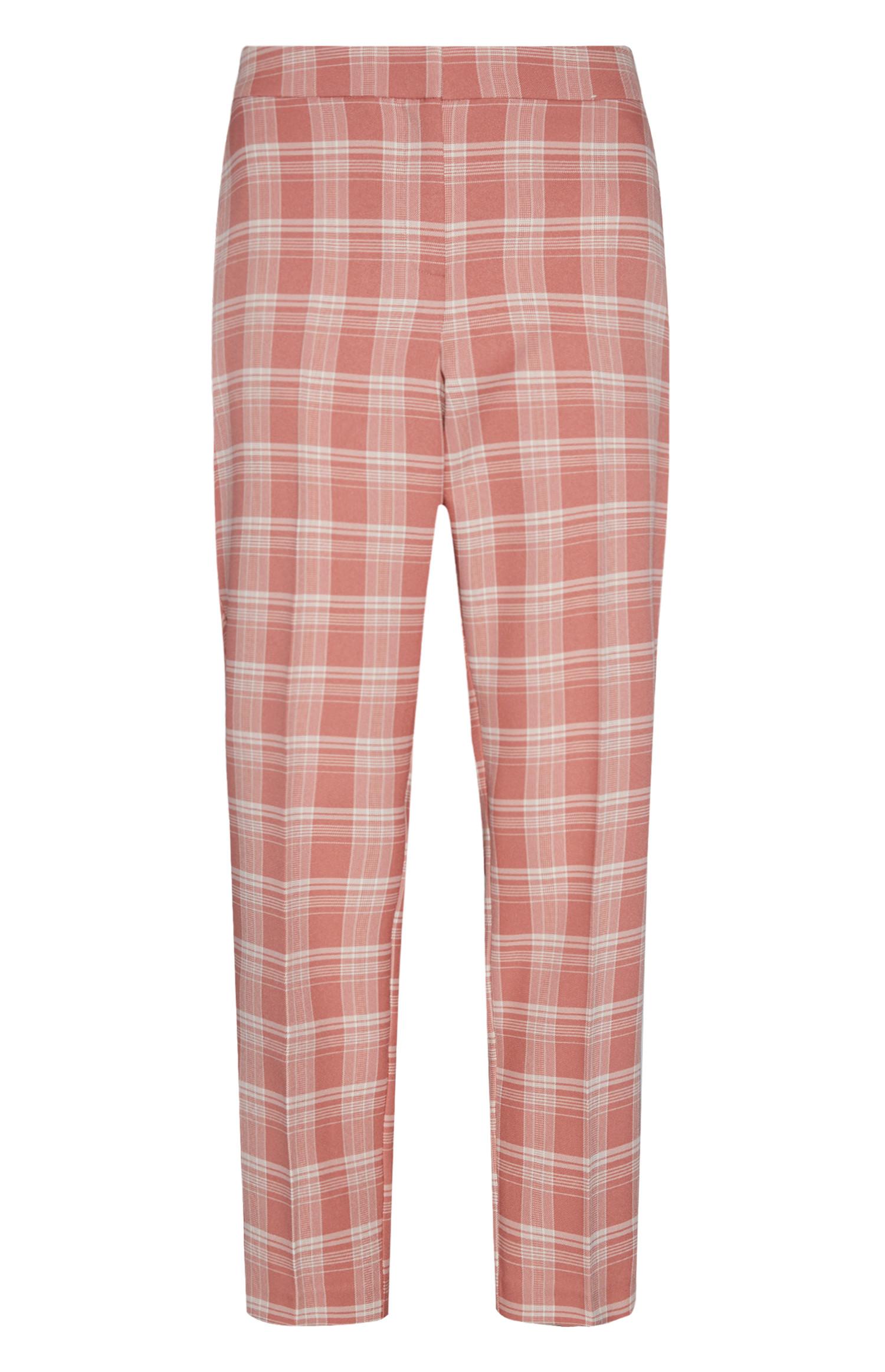 pink and white trousers