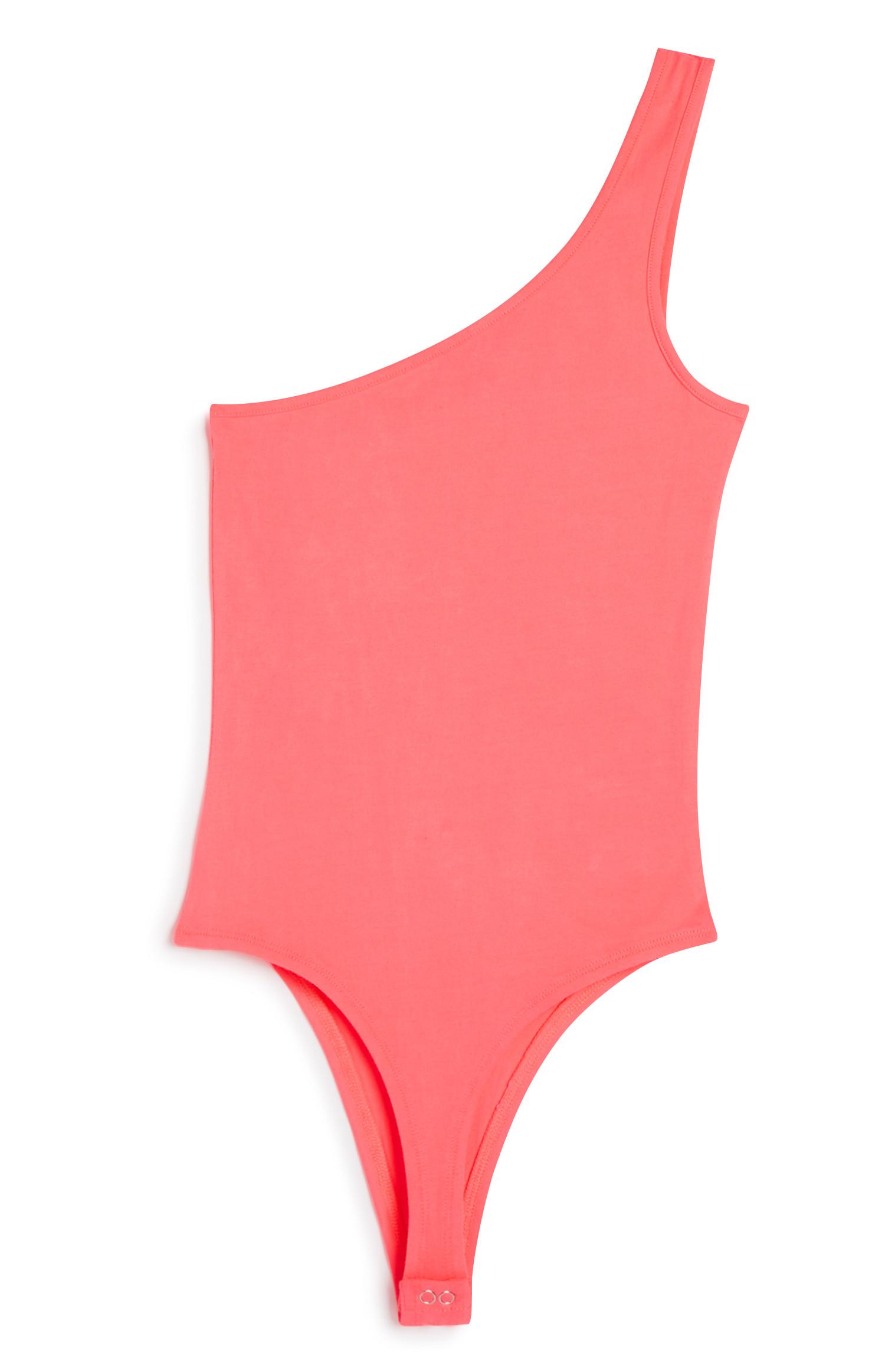 pink one shoulder bodysuit