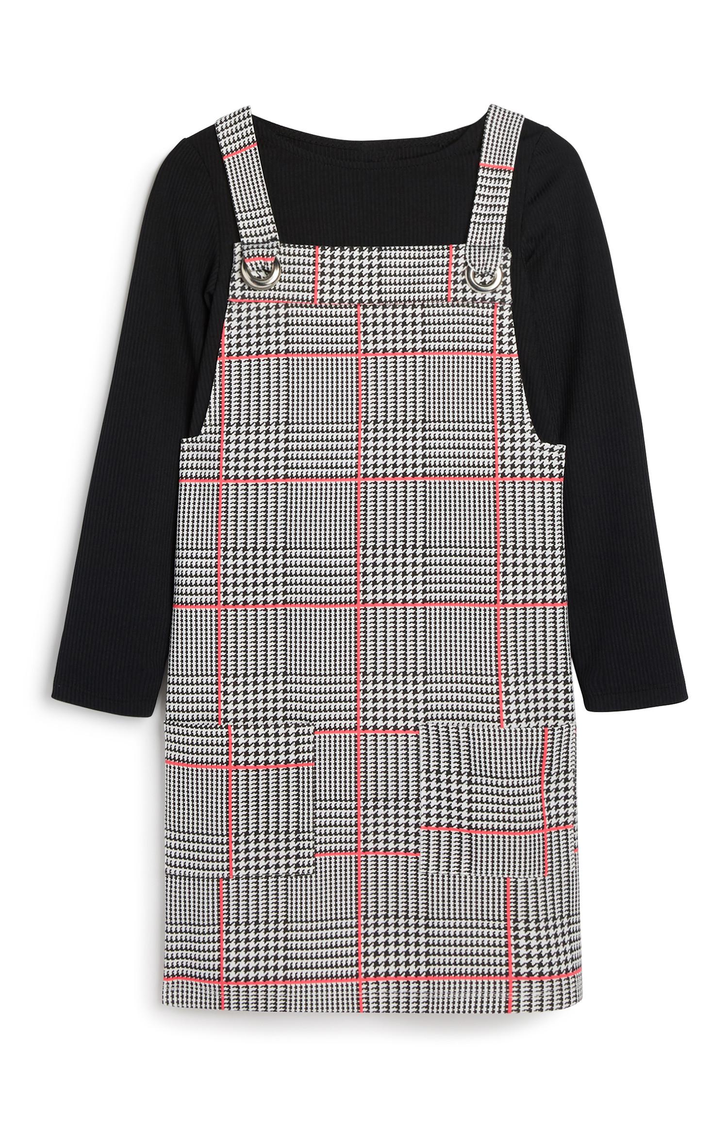 girls check pinafore