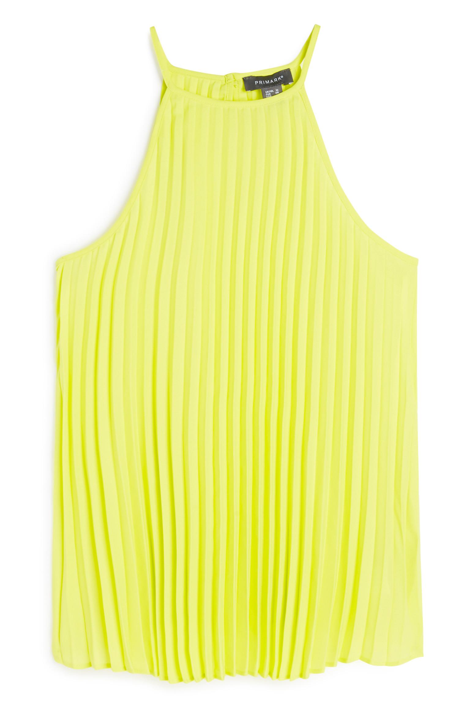 Neon Yellow Pleated Cami | Cami | Tops | Womens | Categories | Primark ...