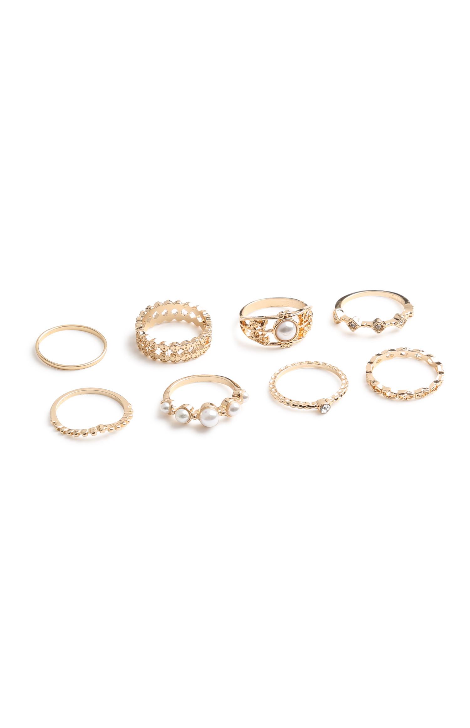 Pearl Ring 8Pk | Ring | Jewellery | Womens | Categories | Primark France