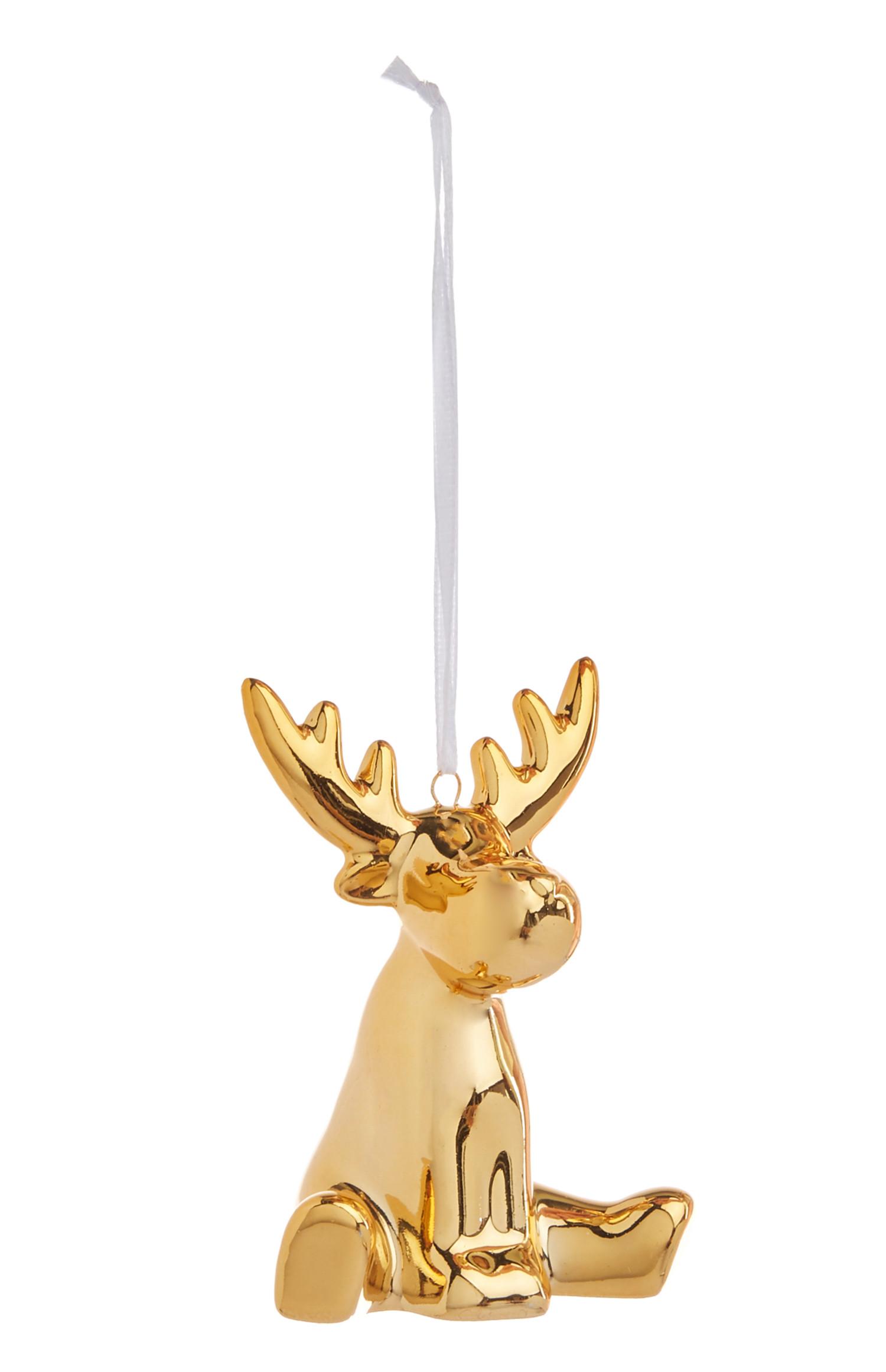 Hanging Gold Reindeer Decoration Seasonal Homeware
