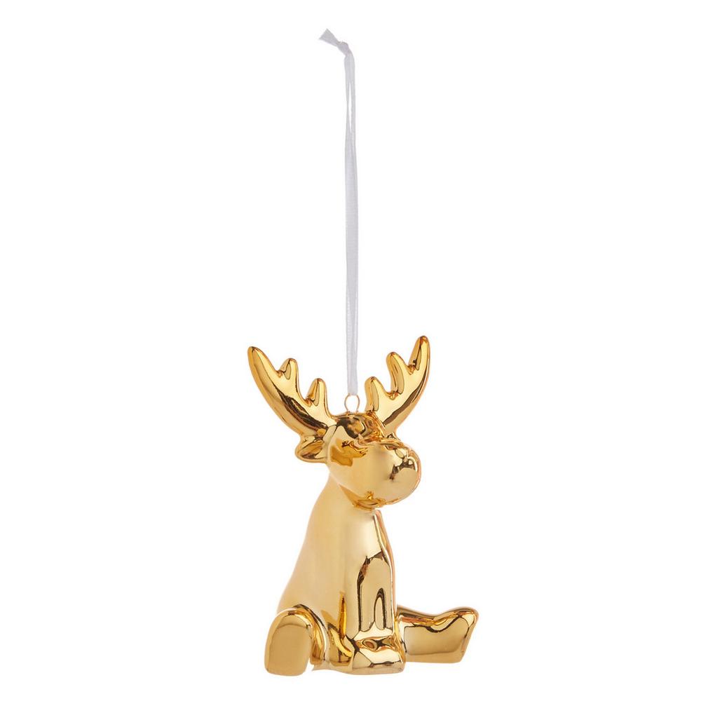 Hanging Gold Reindeer Decoration Seasonal Homeware