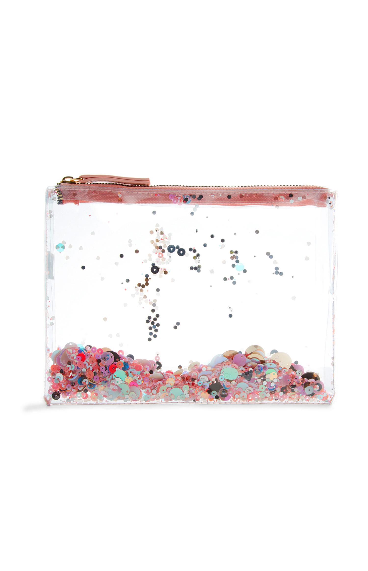 clear glitter purse