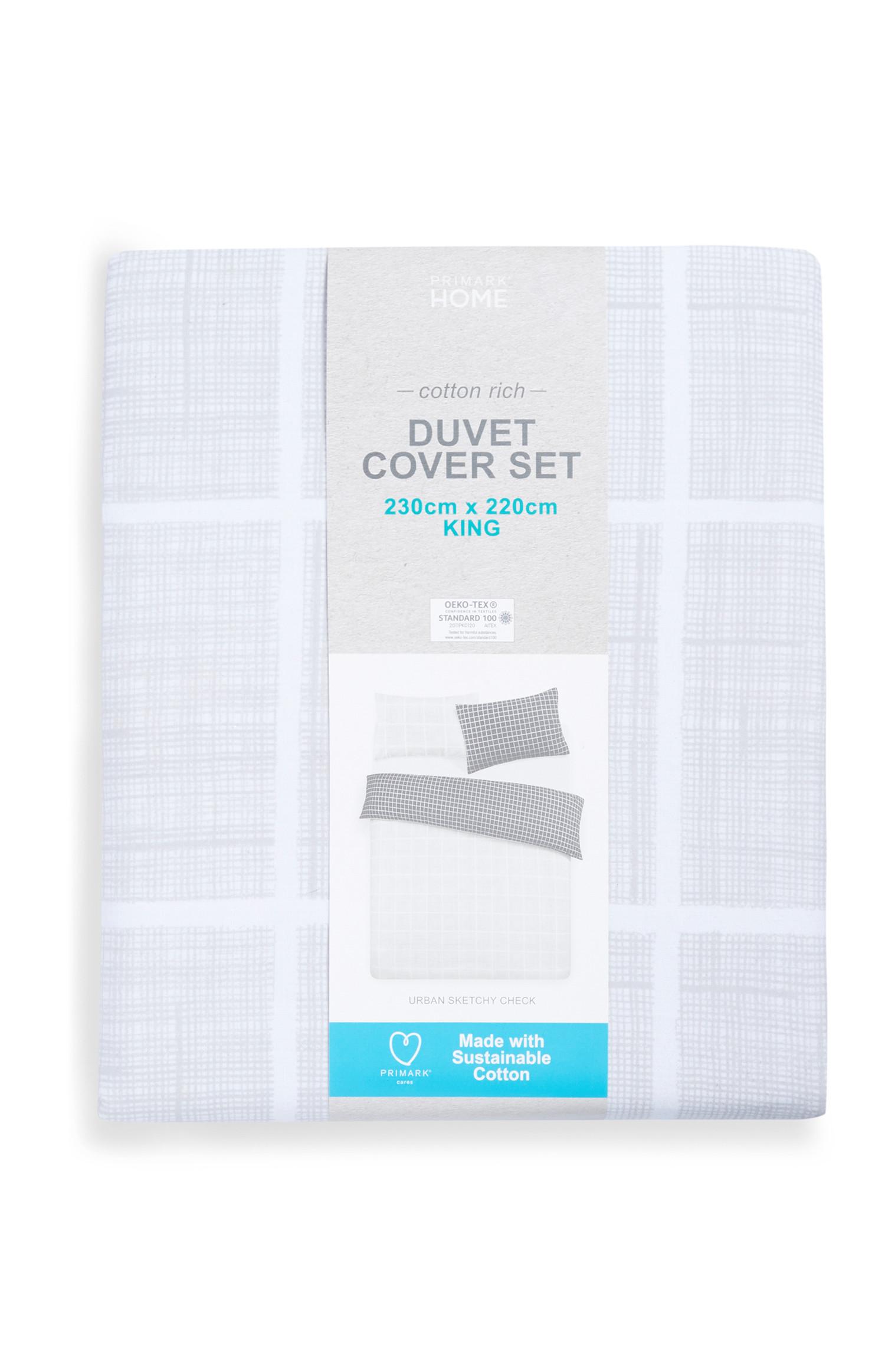 Sustainable Grey Check King Duvet Bedroom All Homeware