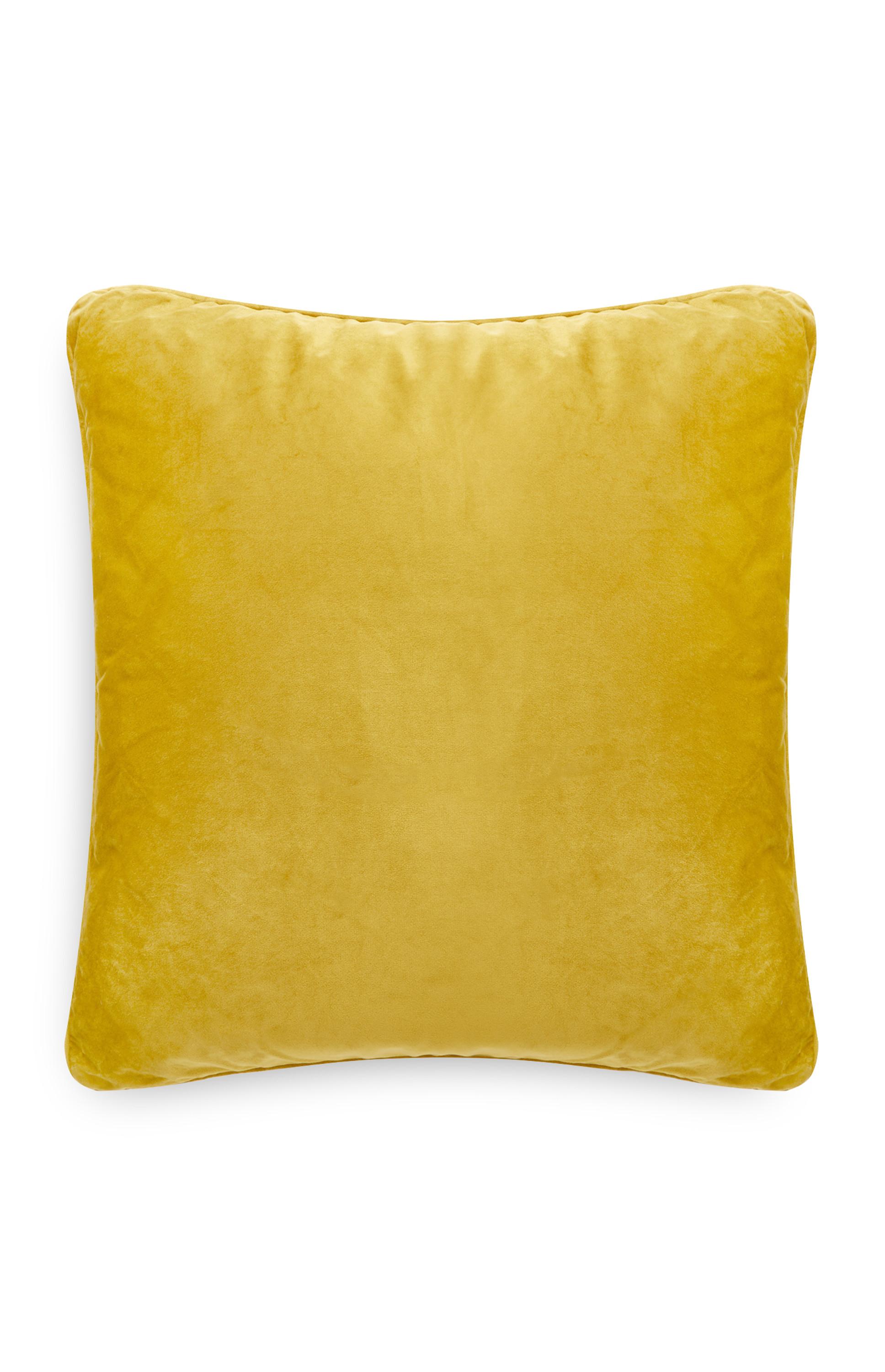 Yellow Velvet Piped Edge Cushion 
