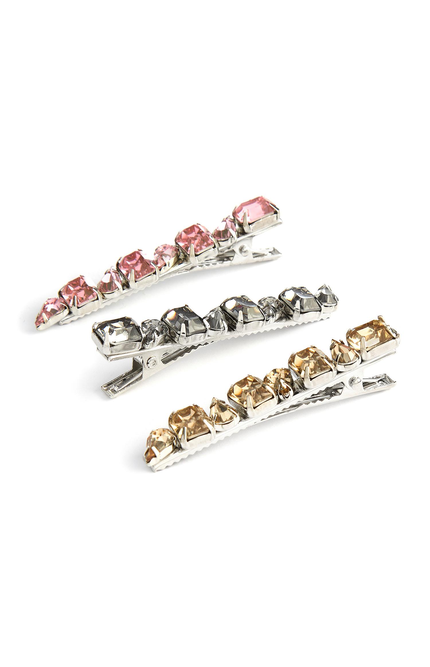 Pink White And Yellow Gem Hair Slides 3pk Hair Accessories