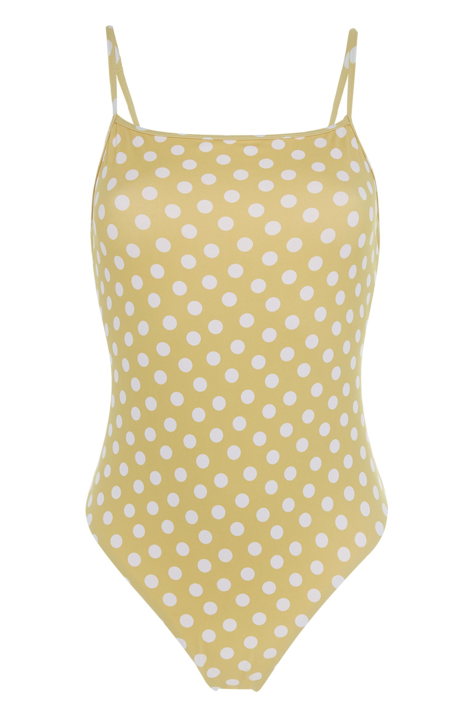 yellow polka dot swimwear