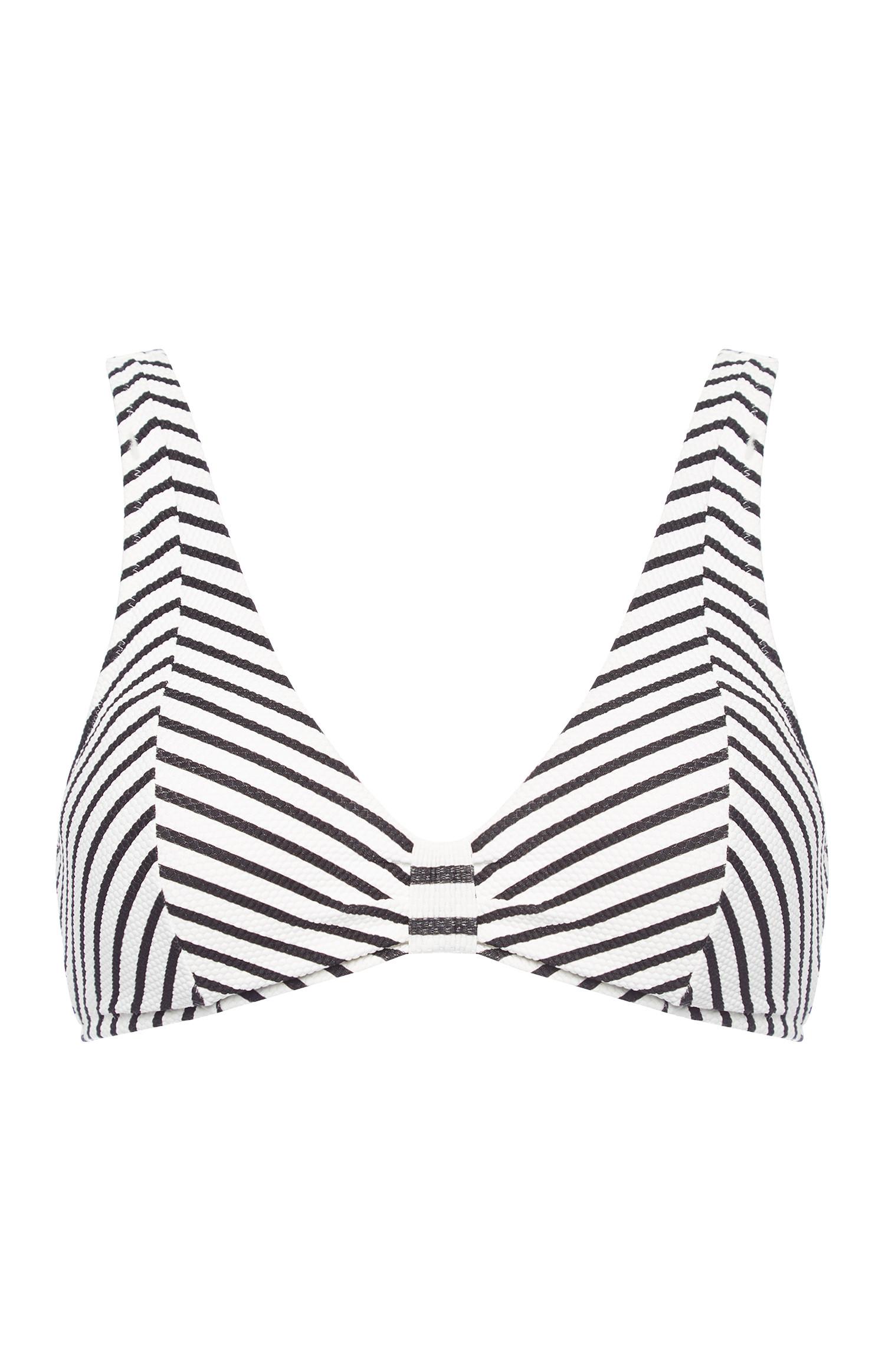 black and white striped swimsuit top