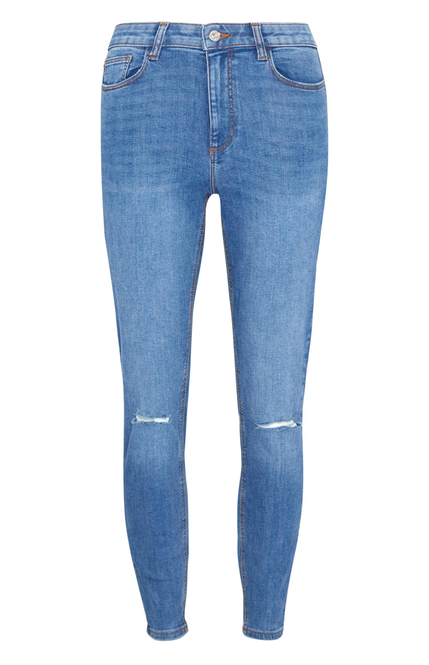 Mid Blue Ripped Skinny Jeans | Skinny 