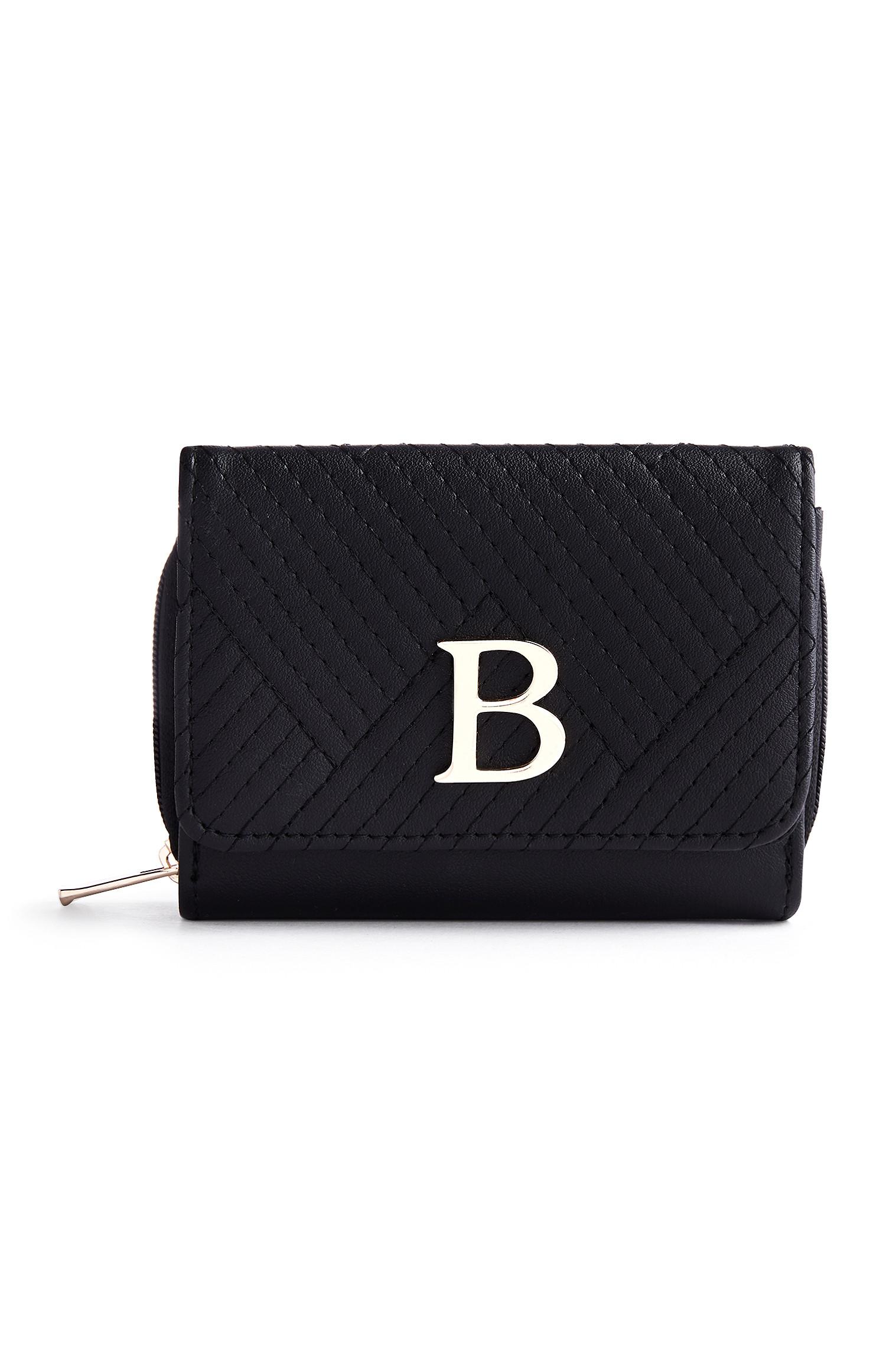 Cartera Mediana Acolchada De Color Negro Con Letra B Carteras Y Tarjeteros Bolsos De Mano Para Mujer Accesorios Para Mujer Nuestra Gama Completa De Moda Para Mujer