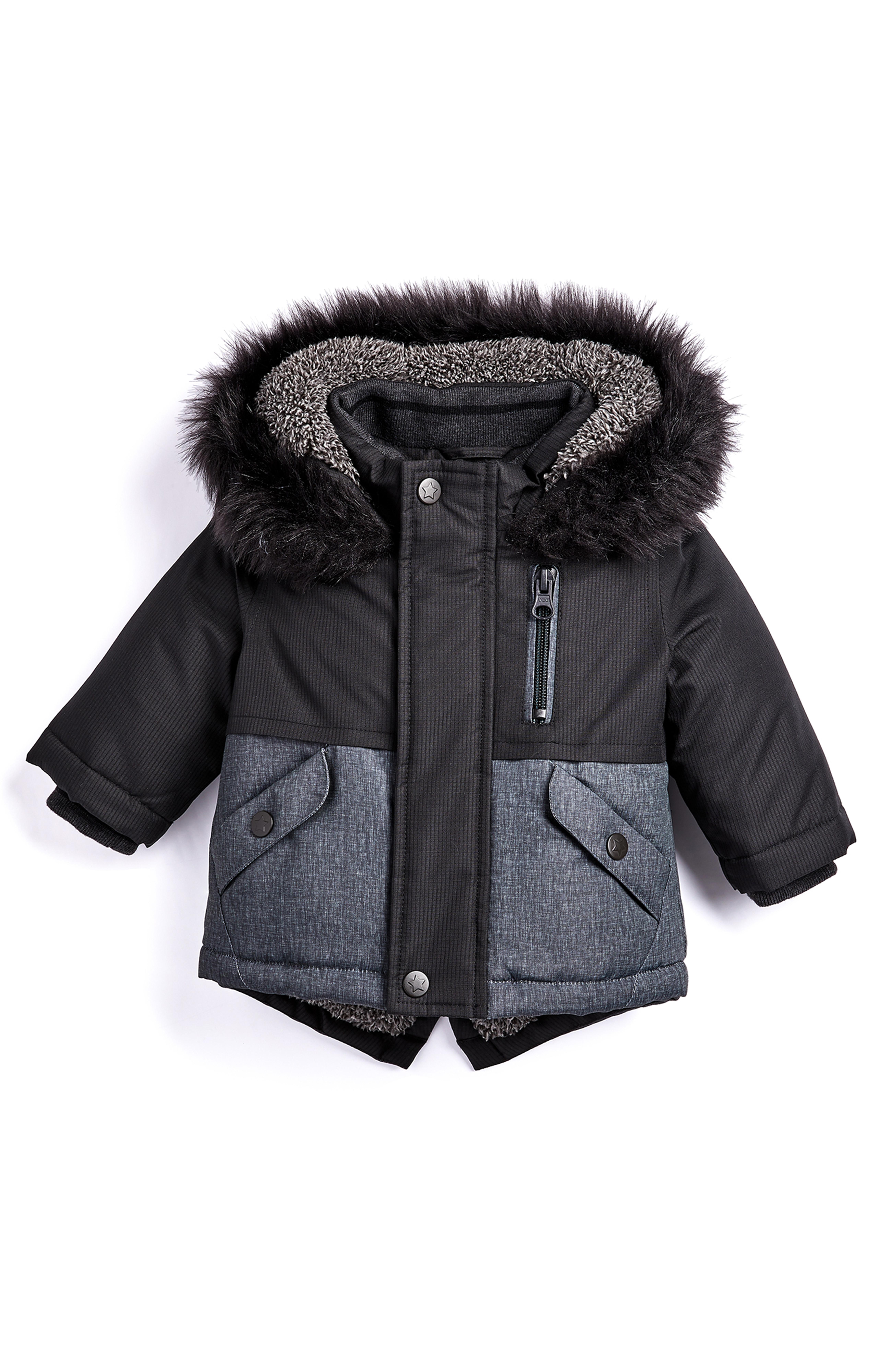 Parka Grise A Capuche Doublee De Fausse Fourrure Bebe Garcon Mode Bebe Garcon Vetements Bebe Et Nouveau Ne Mode Enfant Tous Les Produits Primark Primark Belgique Francaise