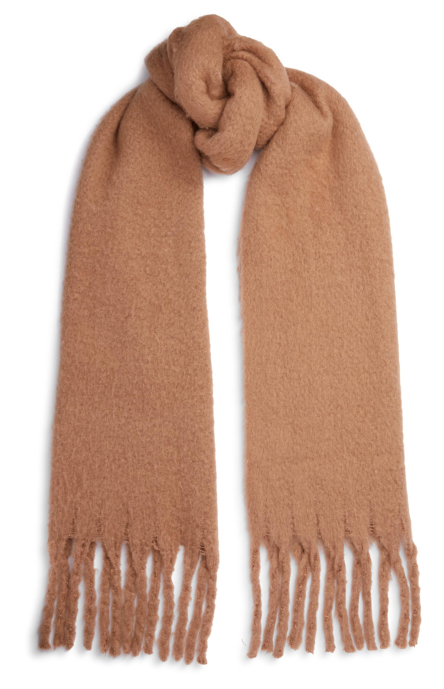 Brown Brushed Tassel Scarf