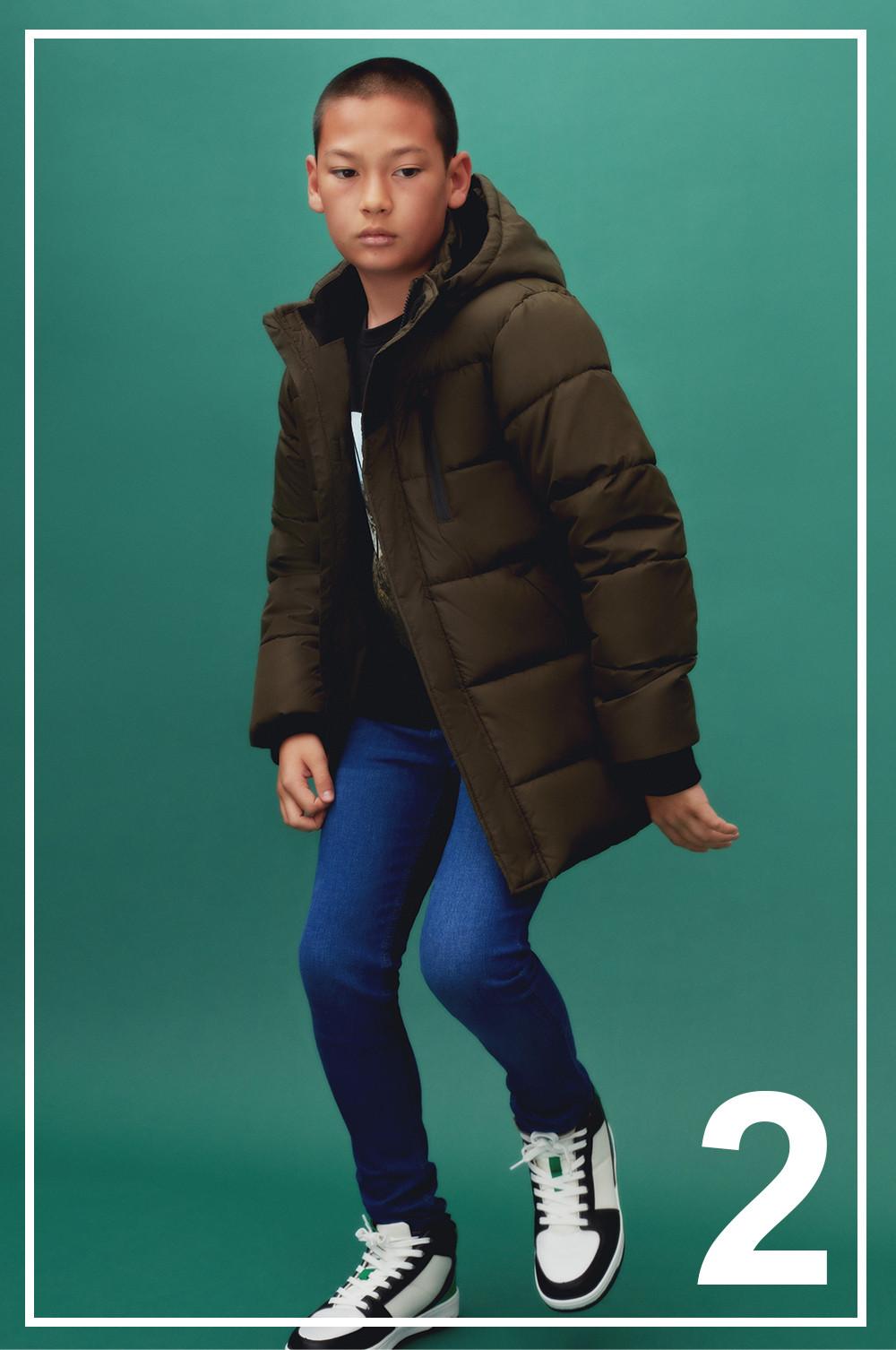 Child Khaki Hooded Puffer Coat