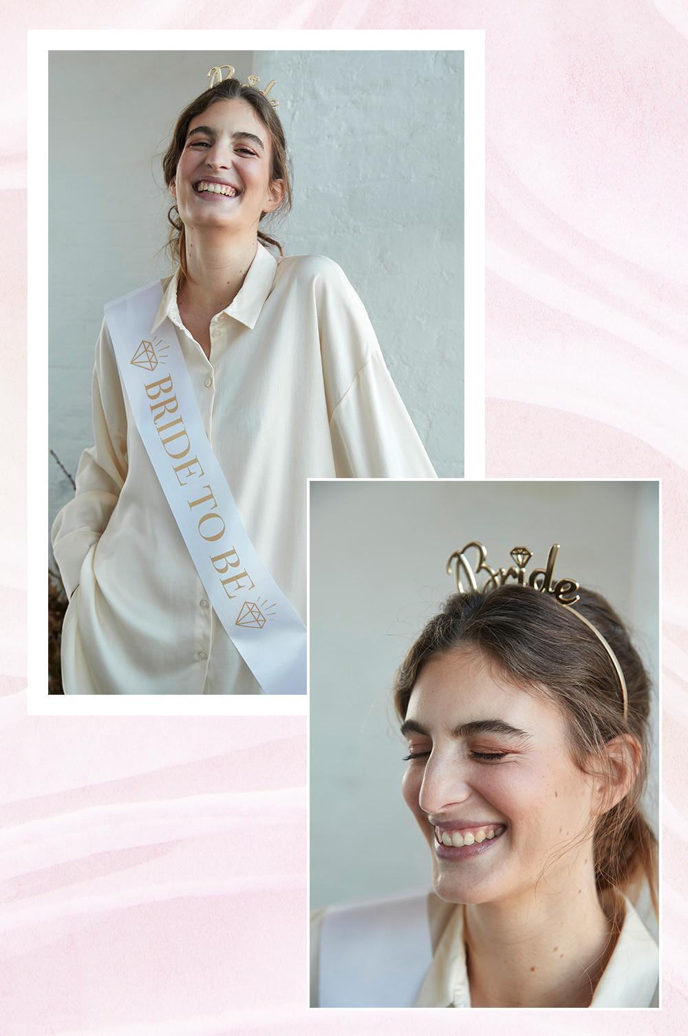 Woman wearing bride accessories