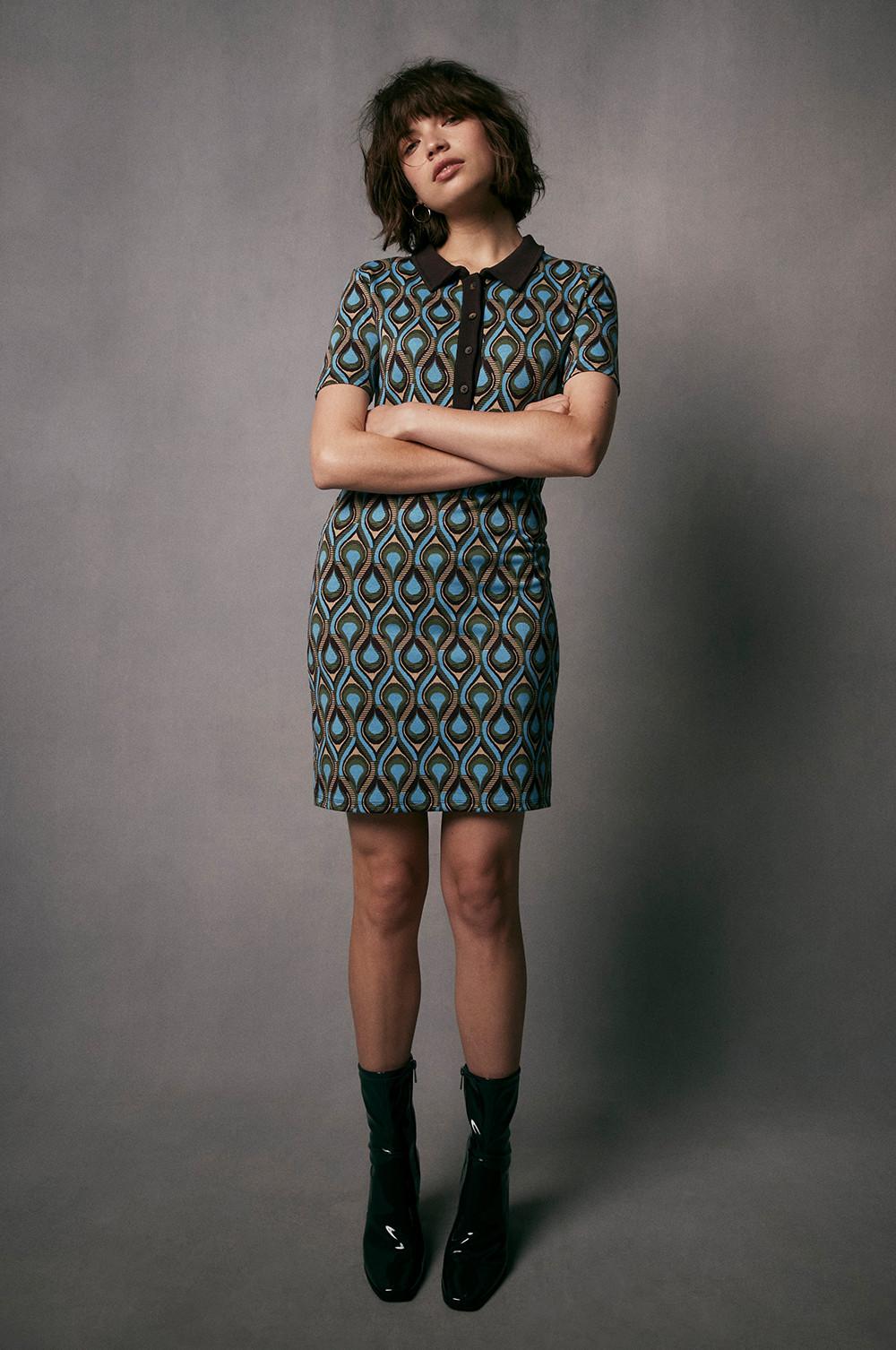 Polokleid mit geometrischem Muster