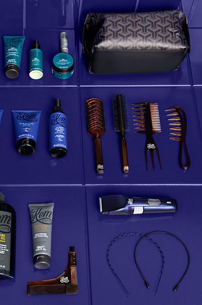 Acessórios e produtos para a barba e de cuidados com o cabelo Kem Cuts