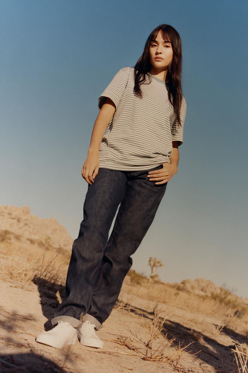 Model in t shirt and jeans