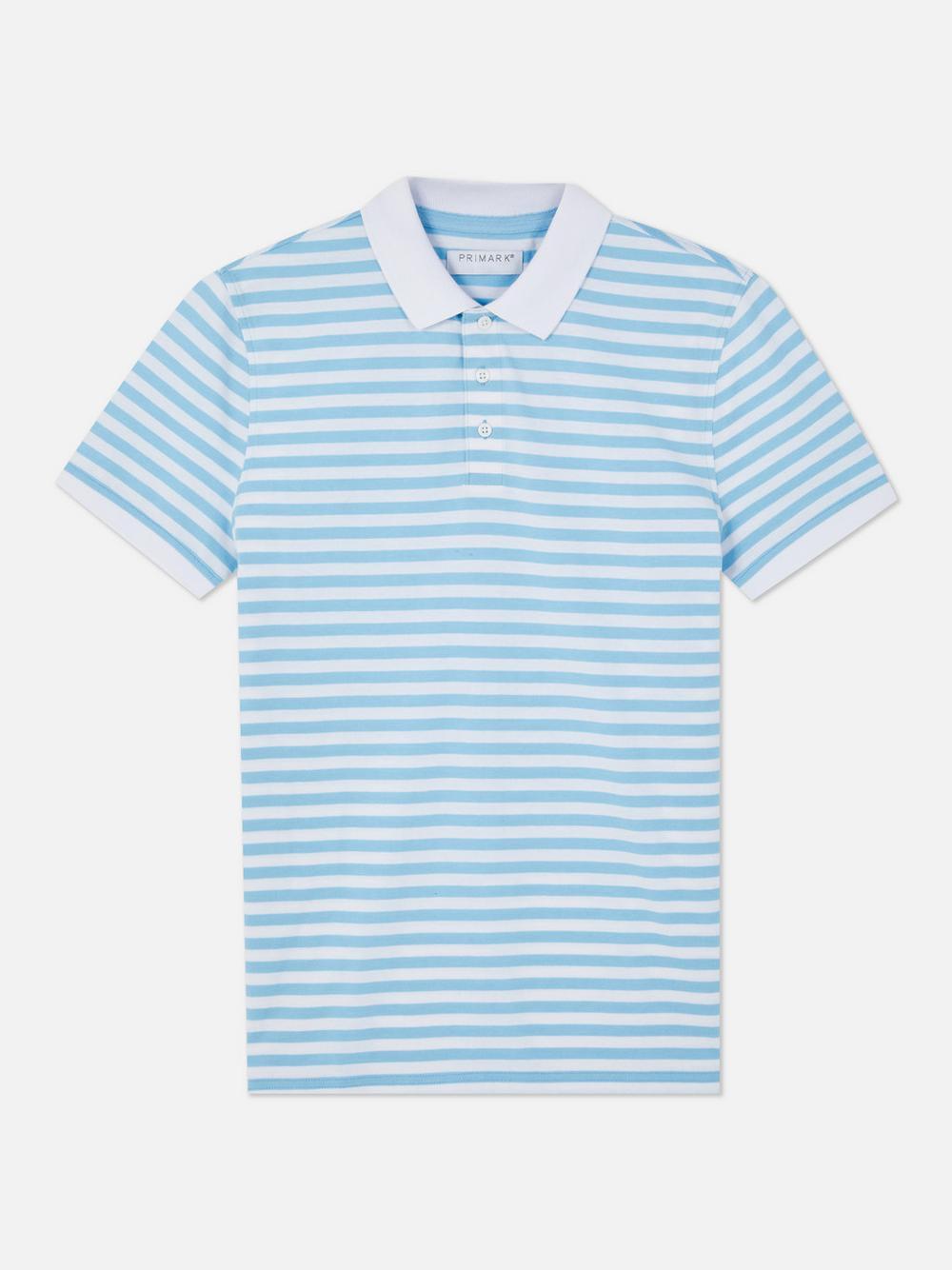 Men's blue stripe polo shirt