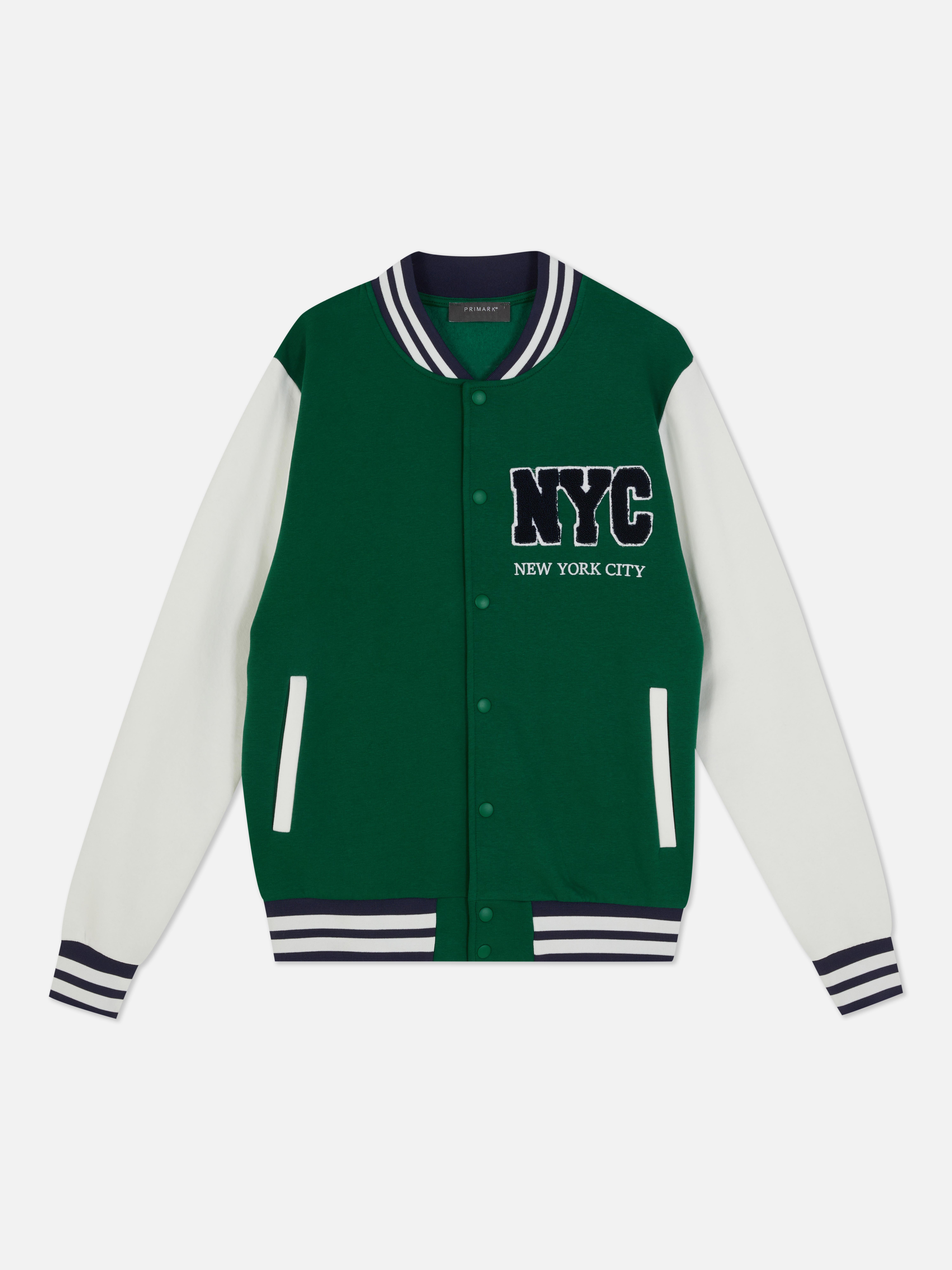 Mens Green NYC Varsity Jacket
