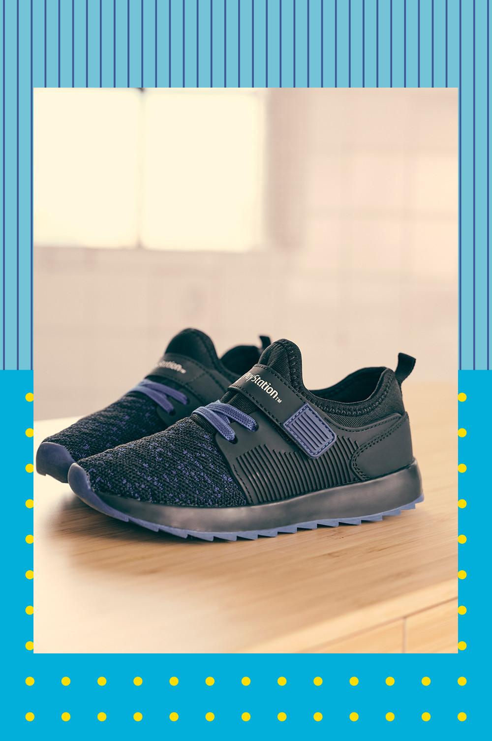 Black Playstation Velcro Trainers
