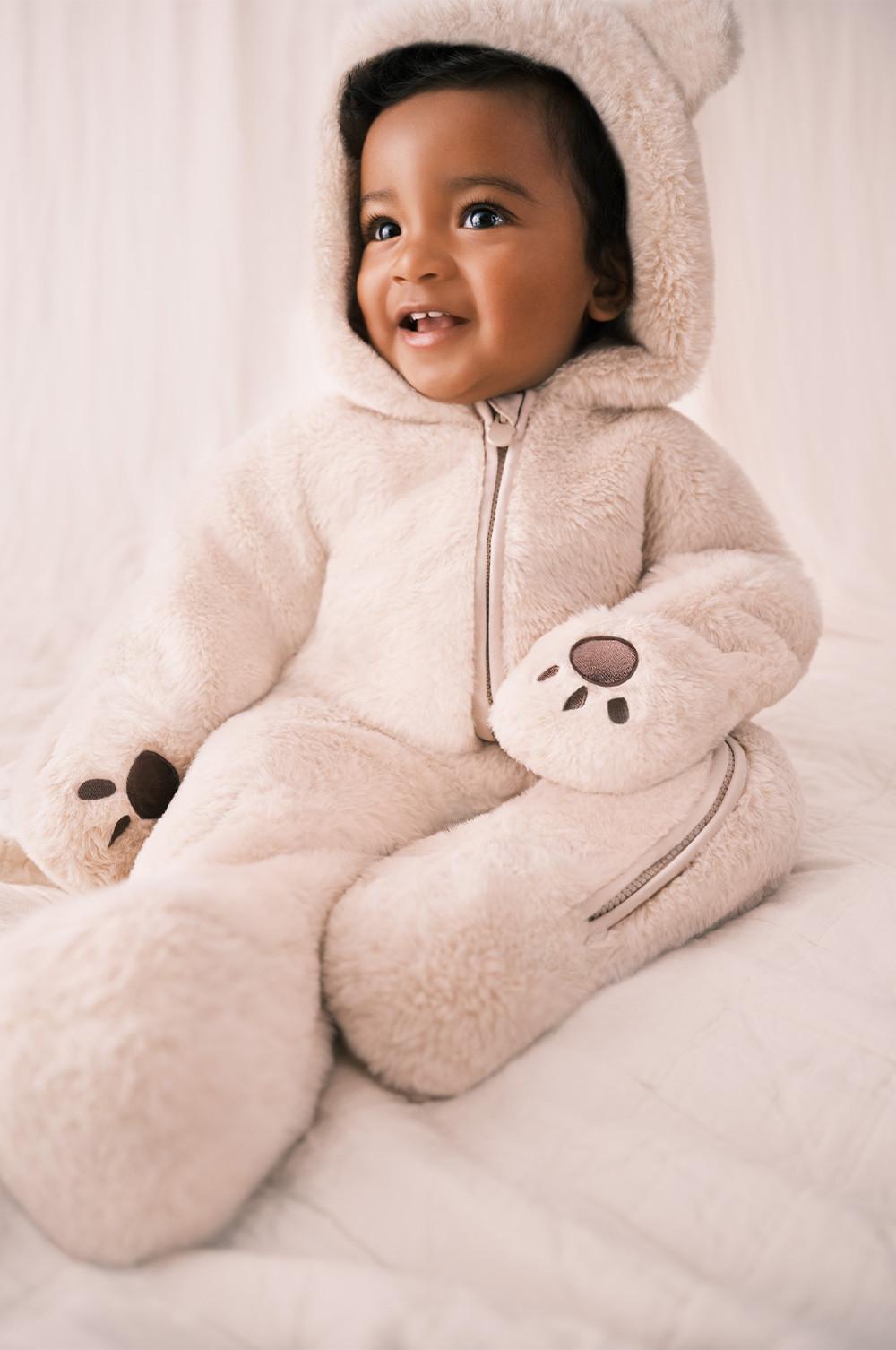 Mono neutro para bebé, traje de nieve, para recién nacido, con capucha