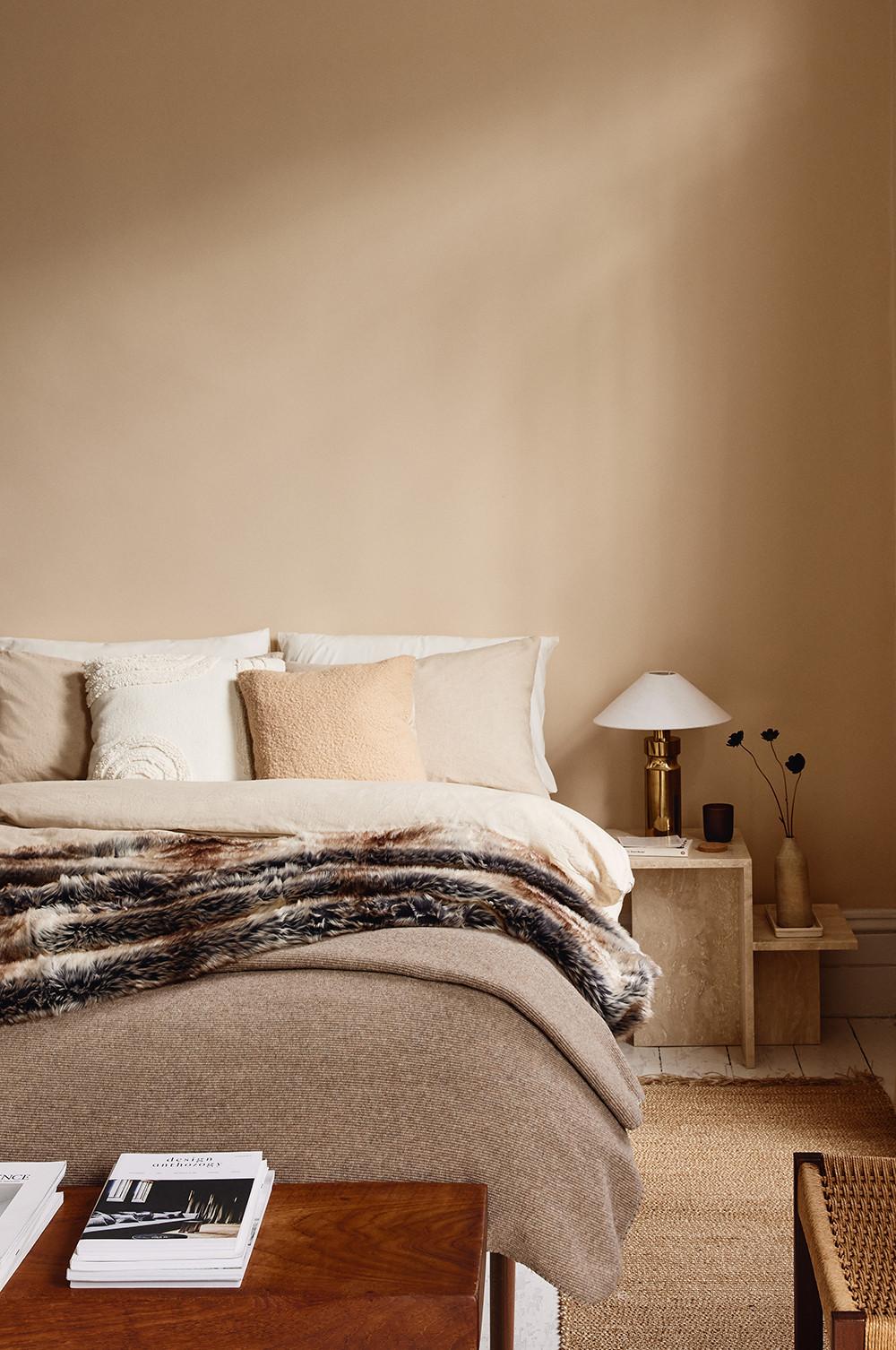 orange toned bedroom