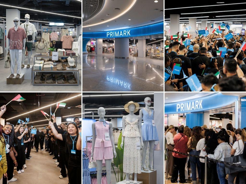 A six-image collage of a Primark store opening.