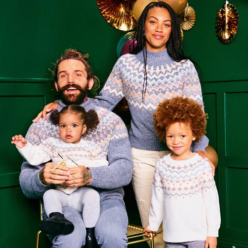 družinski puloverji z vzorcem fair isle