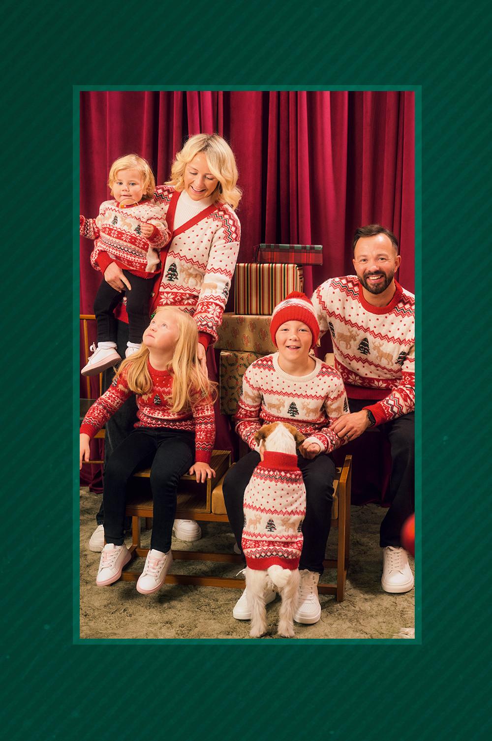 Matching patterned Christmas jumper
