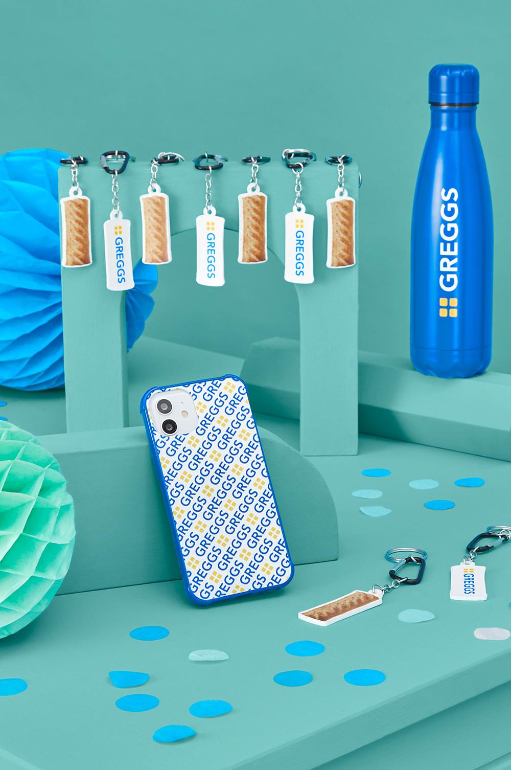 Phone case, water bottle and key chains