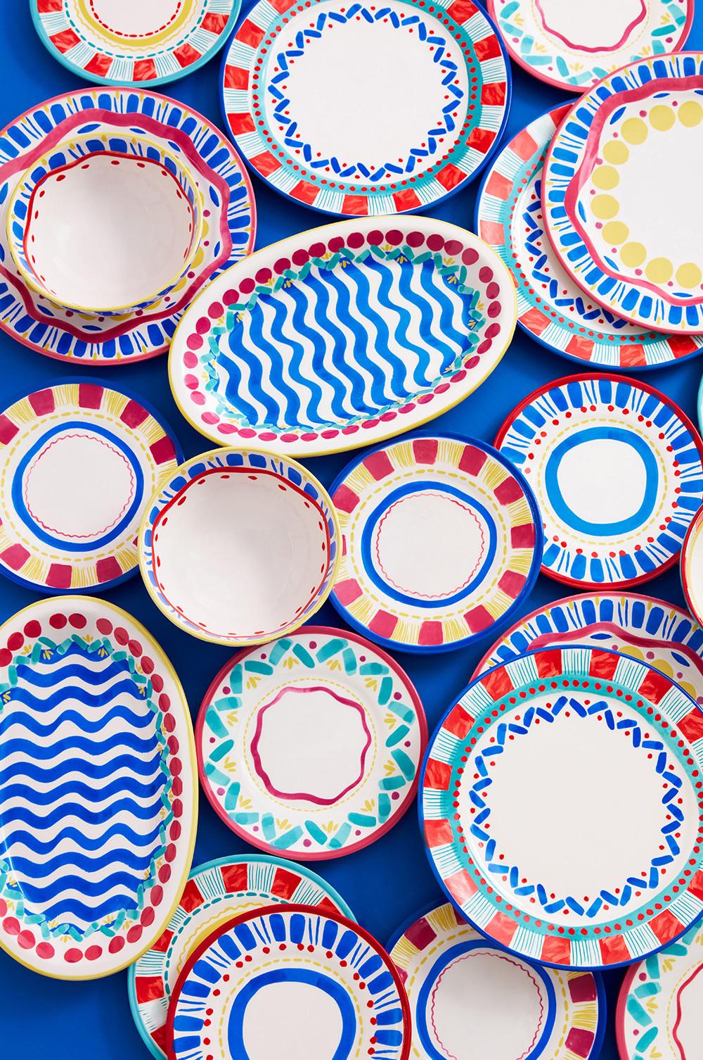 Colourful Printed Dinner Plate, Colourful Printed Serving Plate, Colourful Printed Side Plate