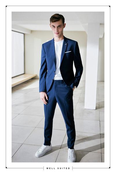 Men's Skinny Fit Suit Jacket : Hugo Men S Skinny Fit Mid Blue Plaid ...