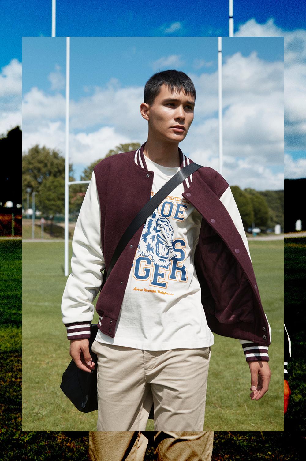 Baseball Jacket - Dark blue/burgundy - Men