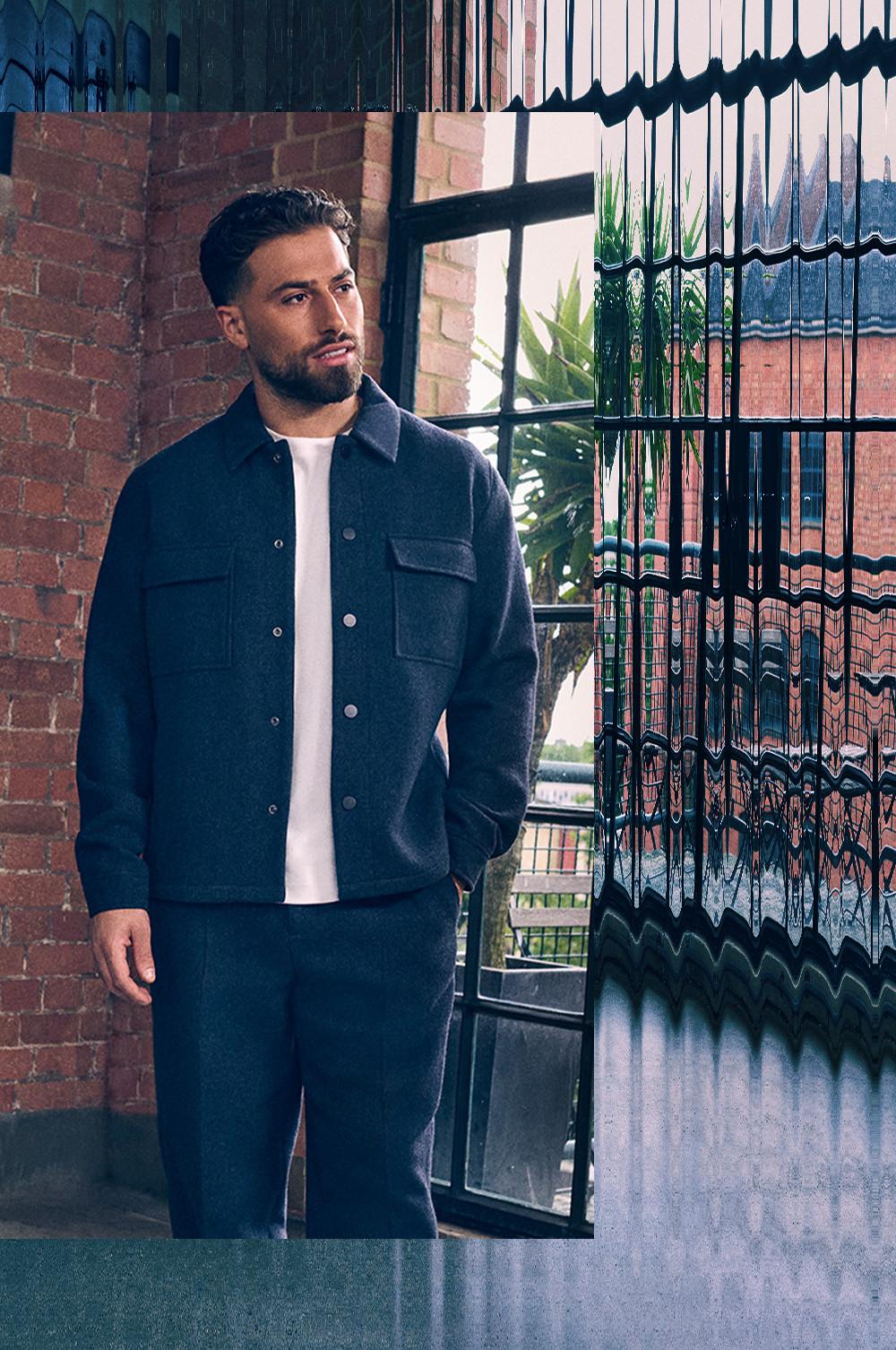 Kem wears navy blue Jacket and white t-shirt