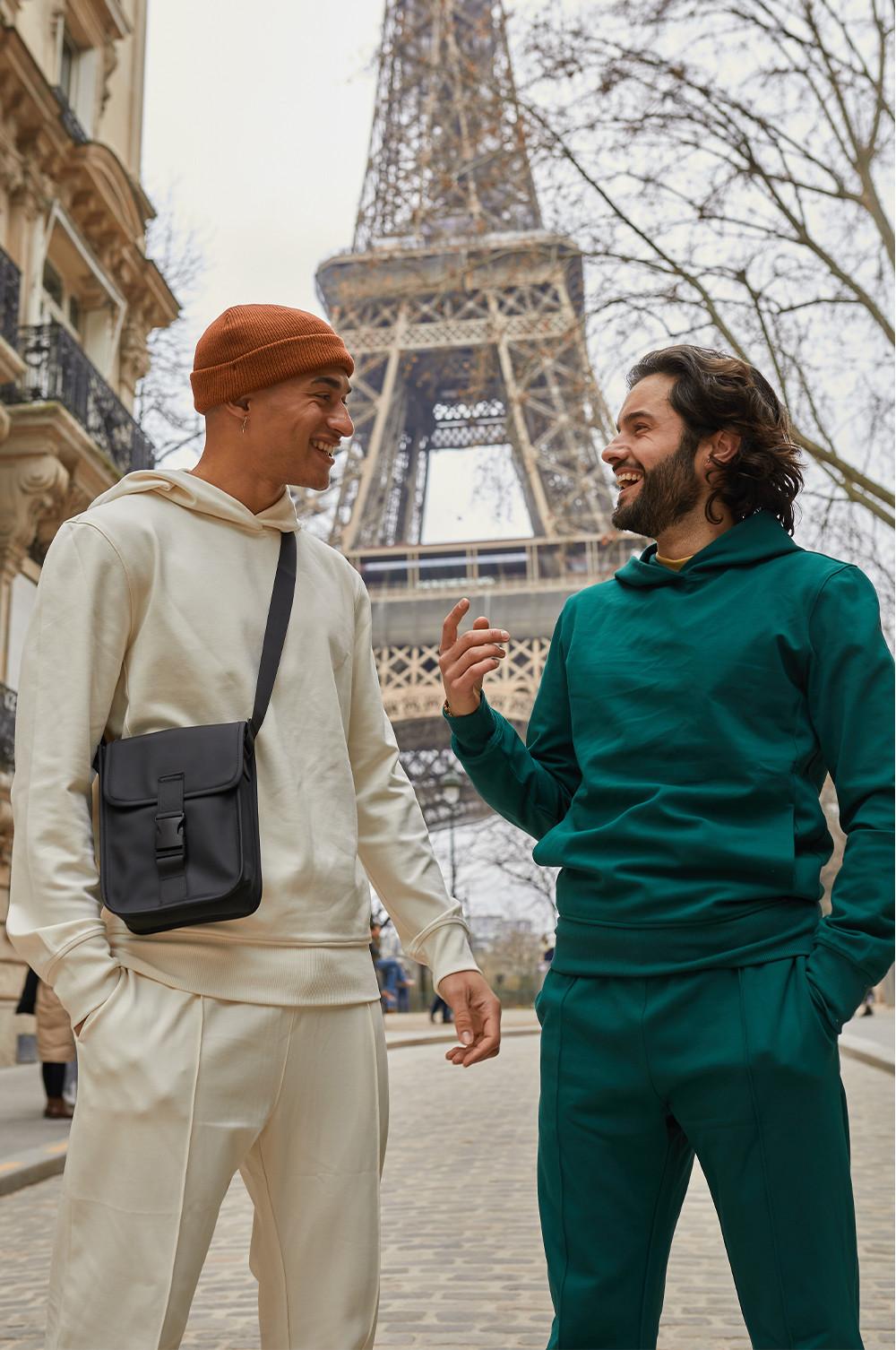 Pantalon de jogging vert à plis surpiqués Kem, sweat à capuche vert Kem