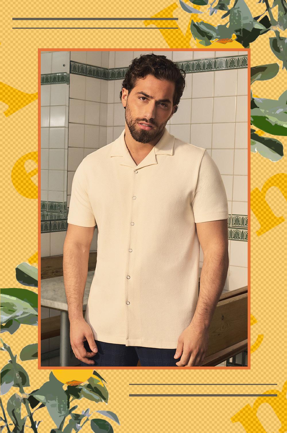 Weißes Kem Poloshirt mit Struktur