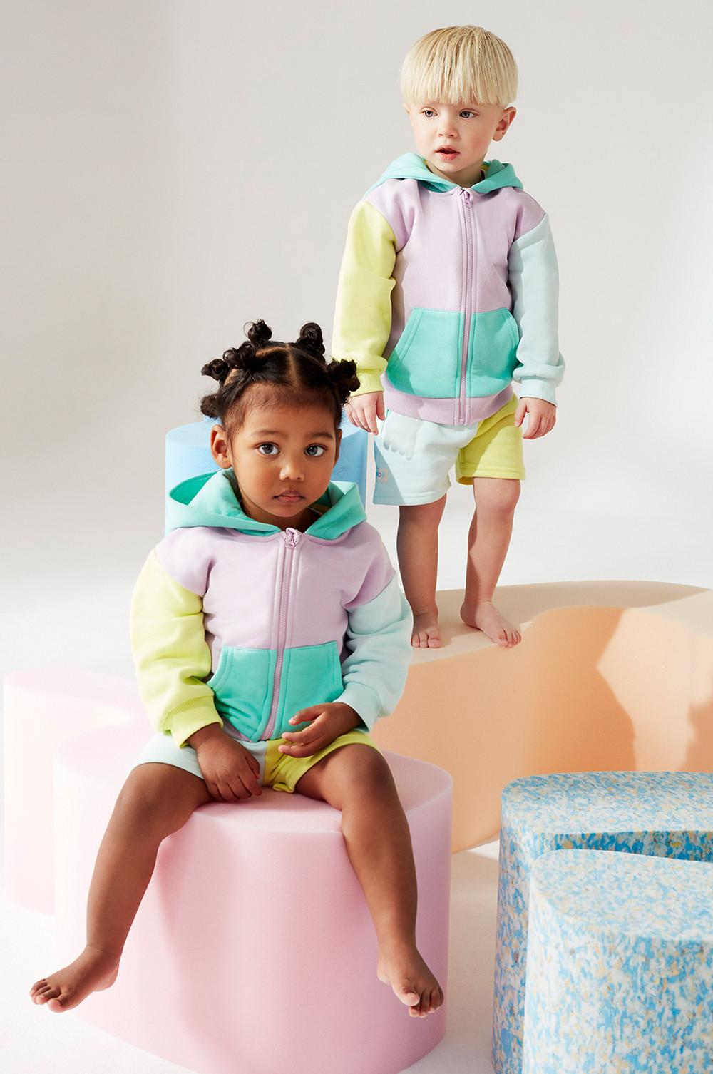 Toddler Color Block Hoodie & Shorts Set