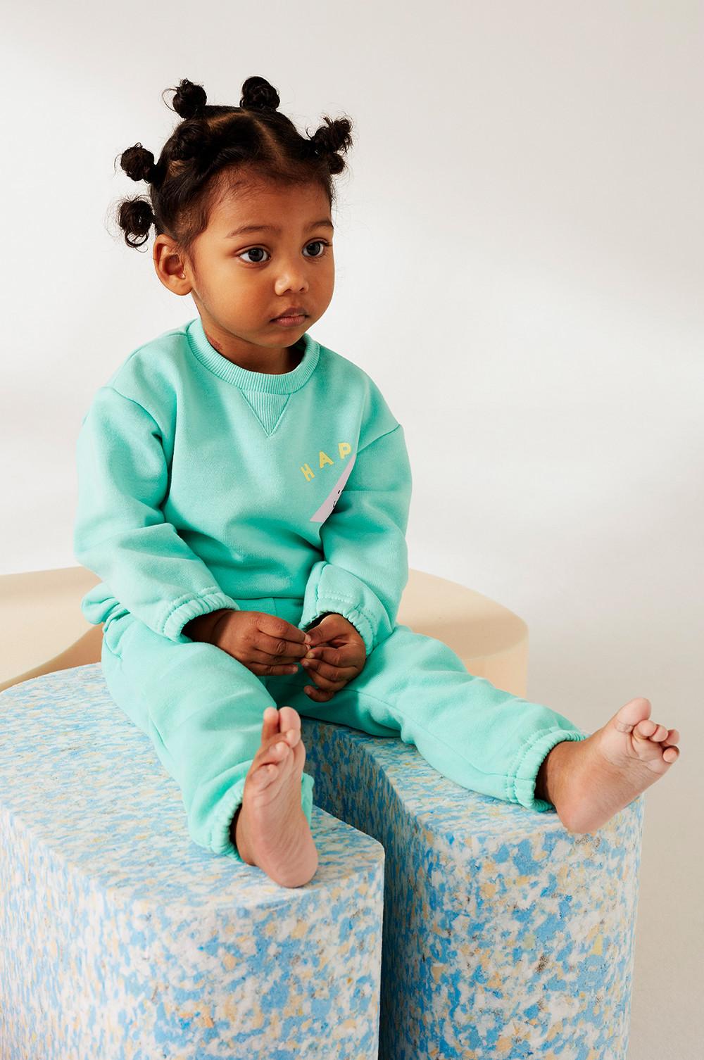 Toddler Green "Happy" Pocket Logo Sweatshirt & Jogger Set