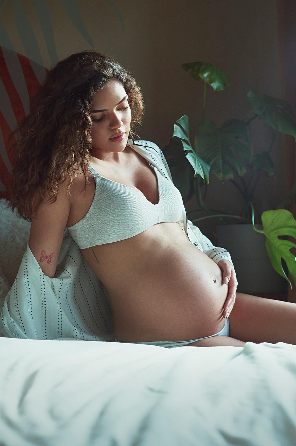 model wears maternity underwear