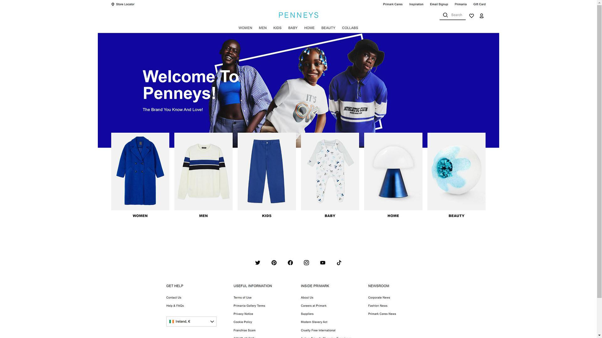 Penneys website homepage - Penneys launches new website in Ireland