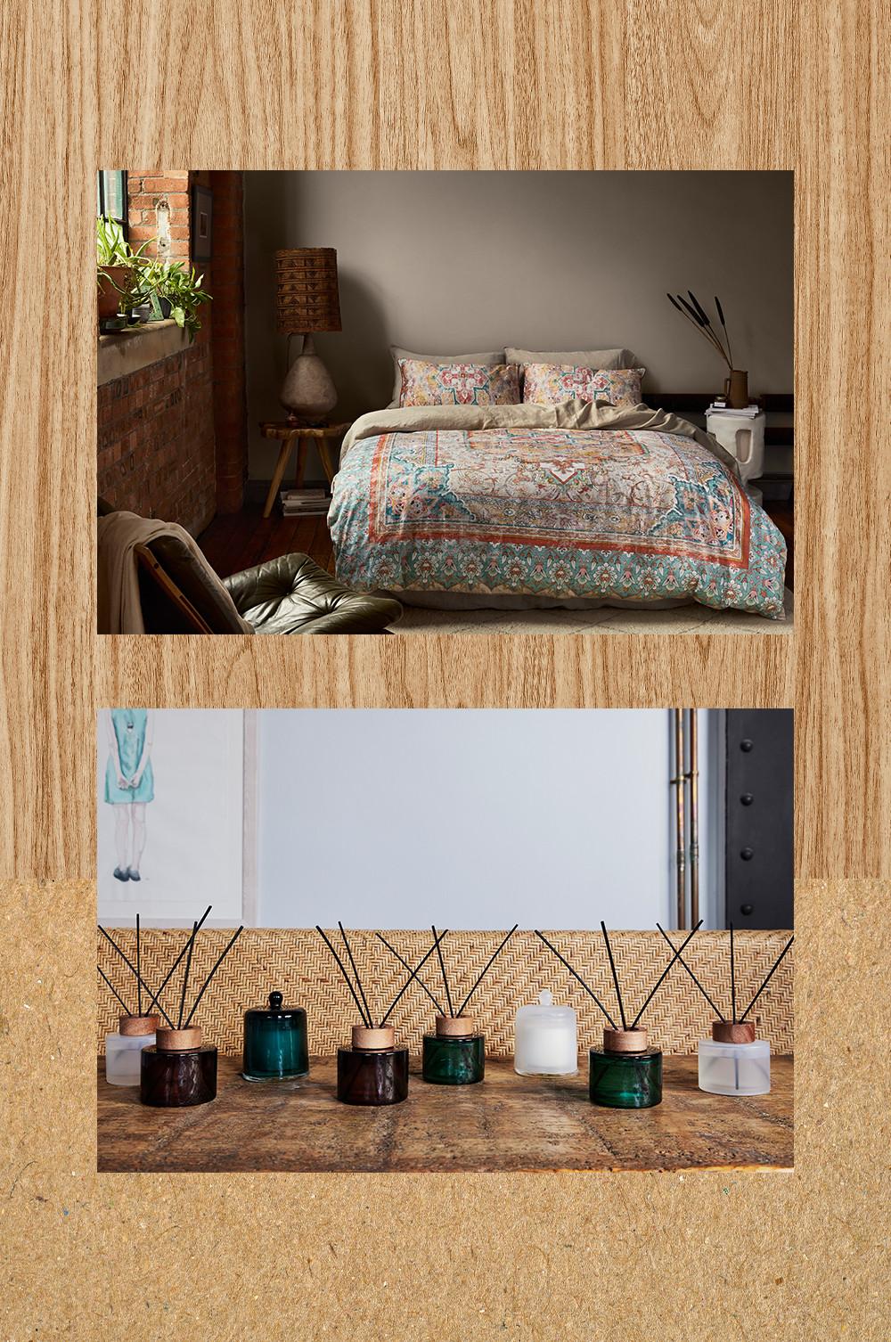 Interiors image with bedroom and room diffusers