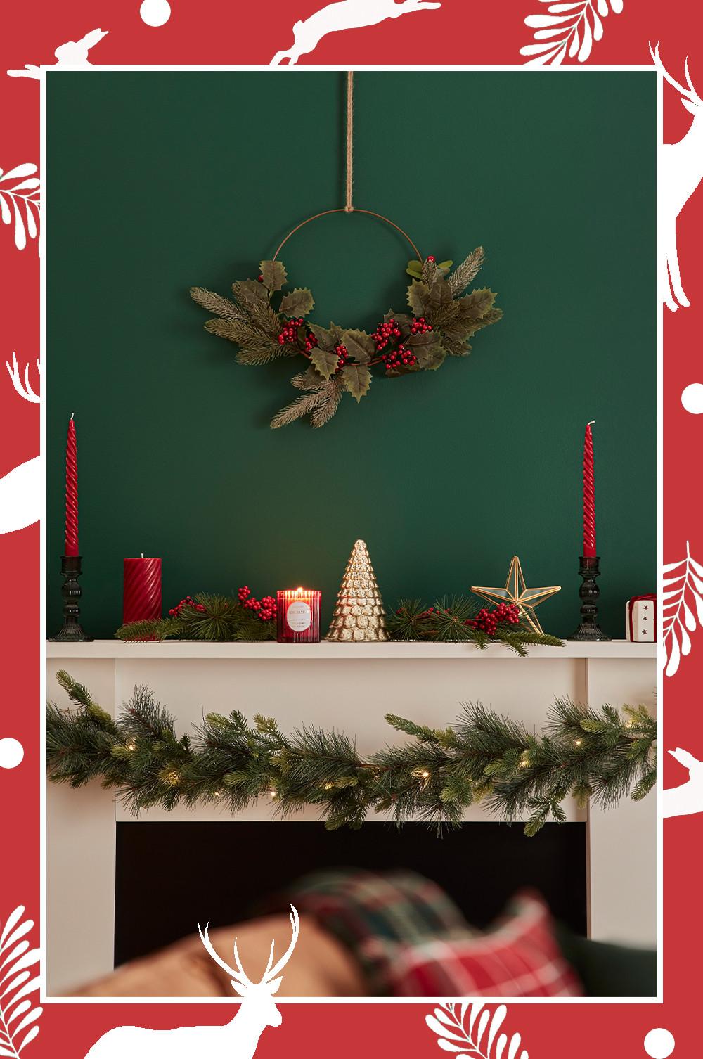 Fireplace with christmas candles