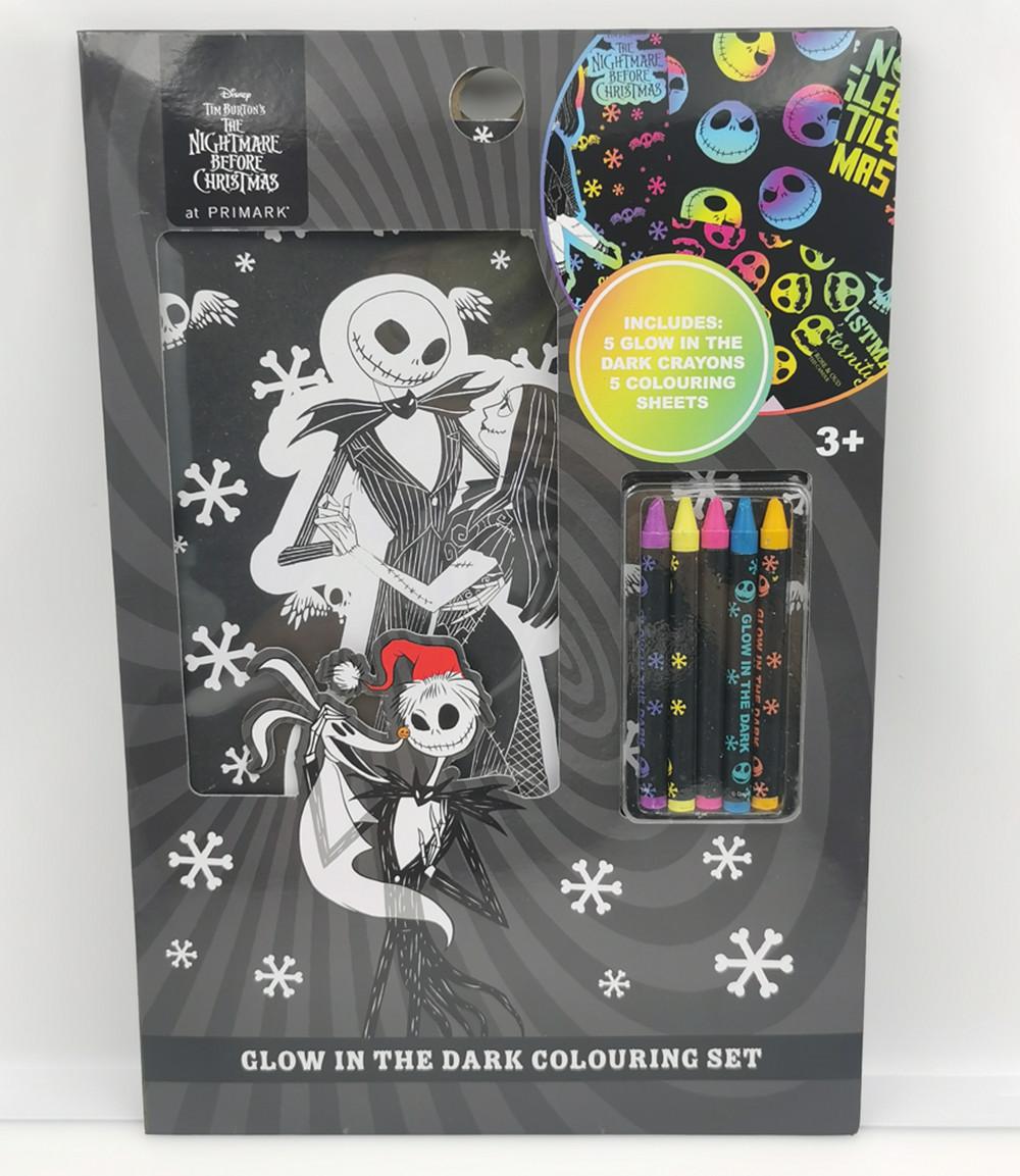 Disney Nightmare Before Christmas glow in the dark colouring set with five crayons from Primark.