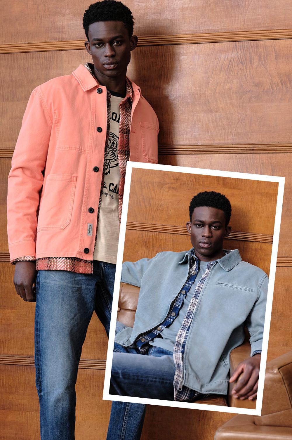 The Stronghold Orange Shacket, The Stronghold Denim Jacket, The Stronghold Navy Check Shirt