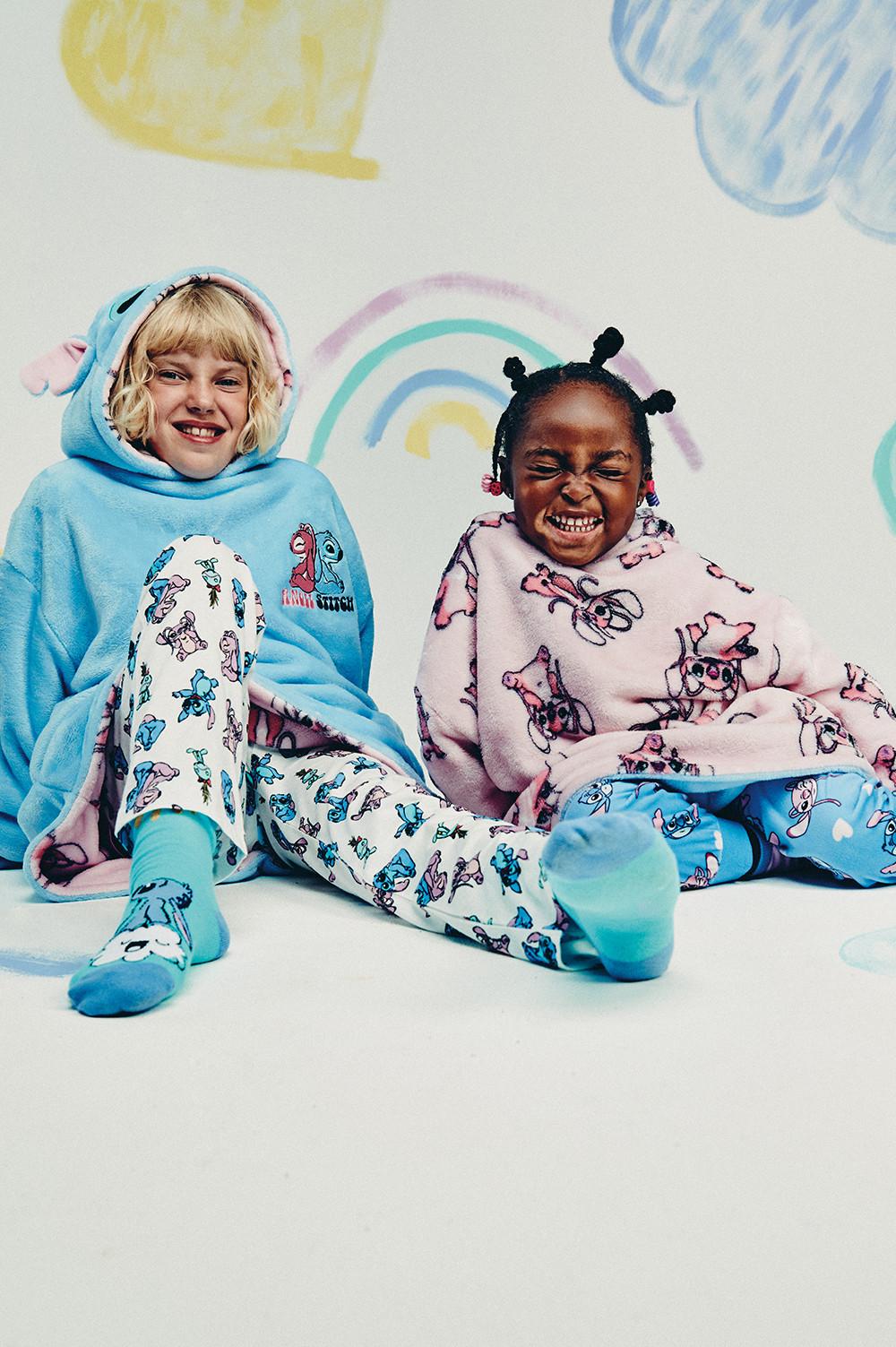 Kids in Stitch pajamas