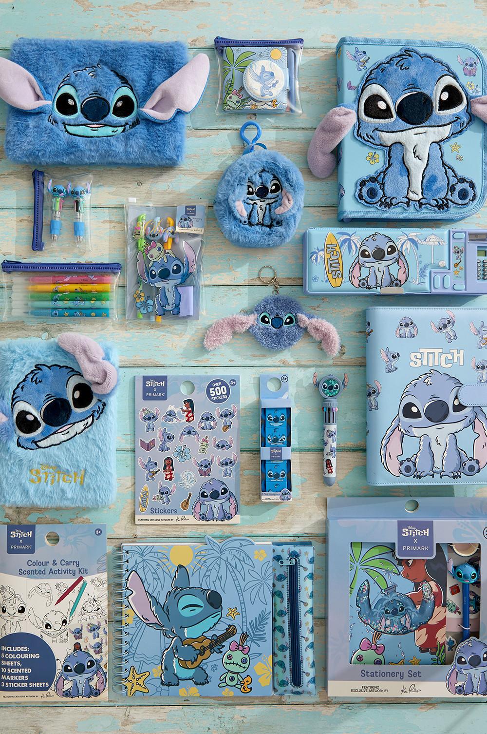 Stitch themed stationary such as pencil case, pens, stickers, colouring pens, colouring book, notebook, dairy and more